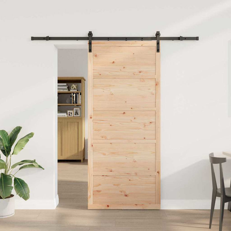 vidaXL Csúszó ajtó Barna 90 x 208 cm Tömör fenyőfa