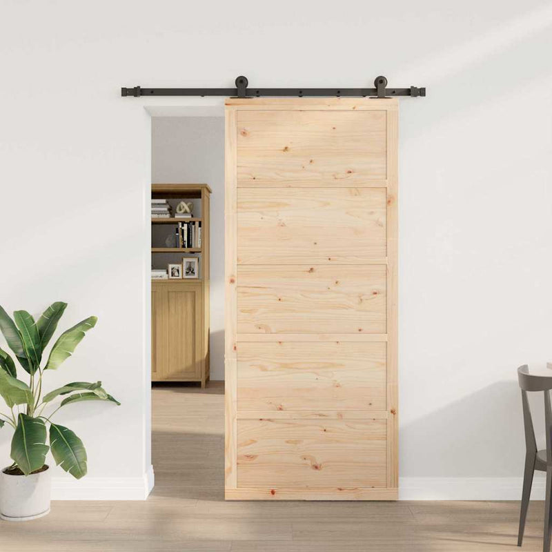 vidaXL Csúszó ajtó Barna 80 x 208 cm Tömör fenyőfa