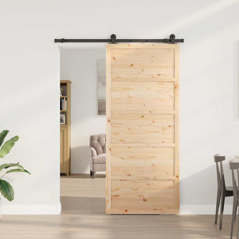 vidaXL Csúszó ajtó Barna 80 x 208 cm Tömör fenyőfa