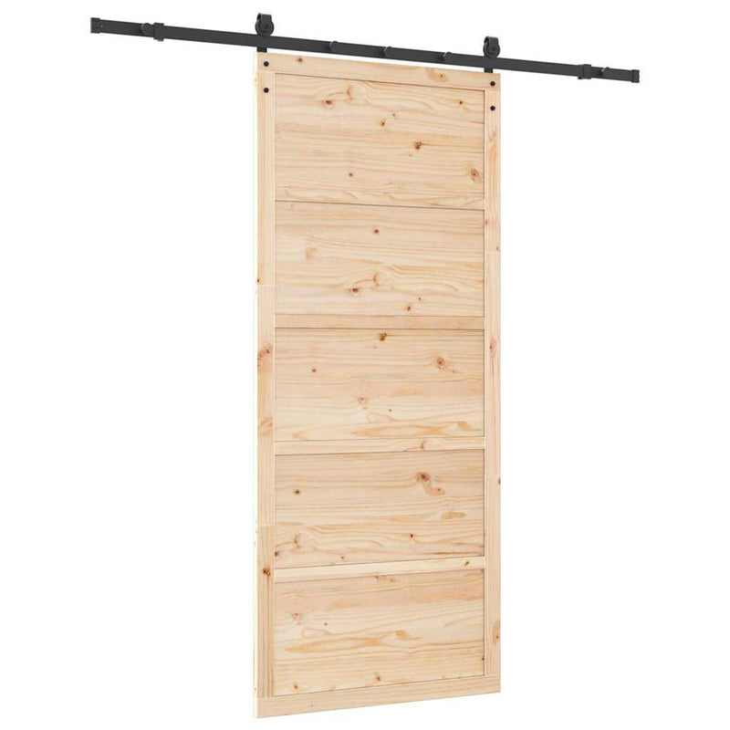 vidaXL Csúszó ajtó Barna 90 x 208 cm Tömör fenyőfa