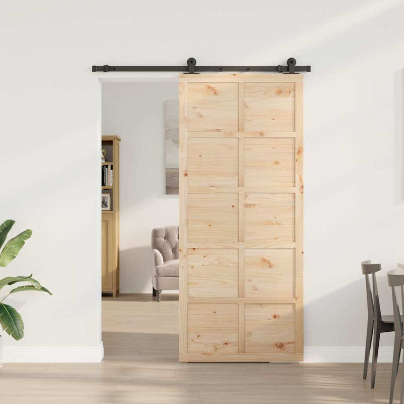 vidaXL Csúszó ajtó Barna 80 x 208 cm Tömör fenyőfa