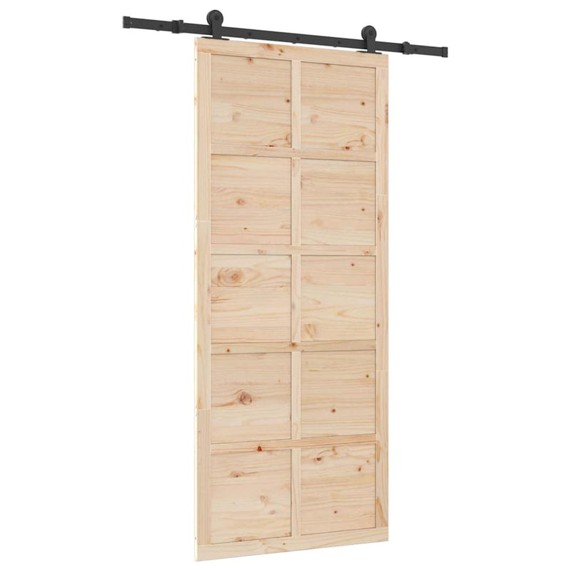 vidaXL Csúszó ajtó Barna 80 x 208 cm Tömör fenyőfa