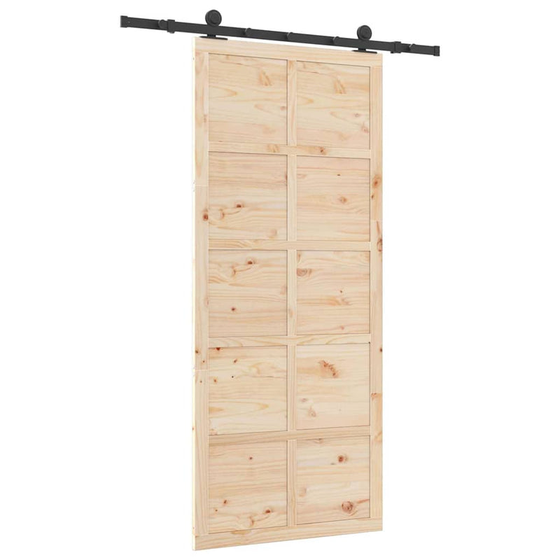 vidaXL Csúszó ajtó Barna 80 x 208 cm Tömör fenyőfa