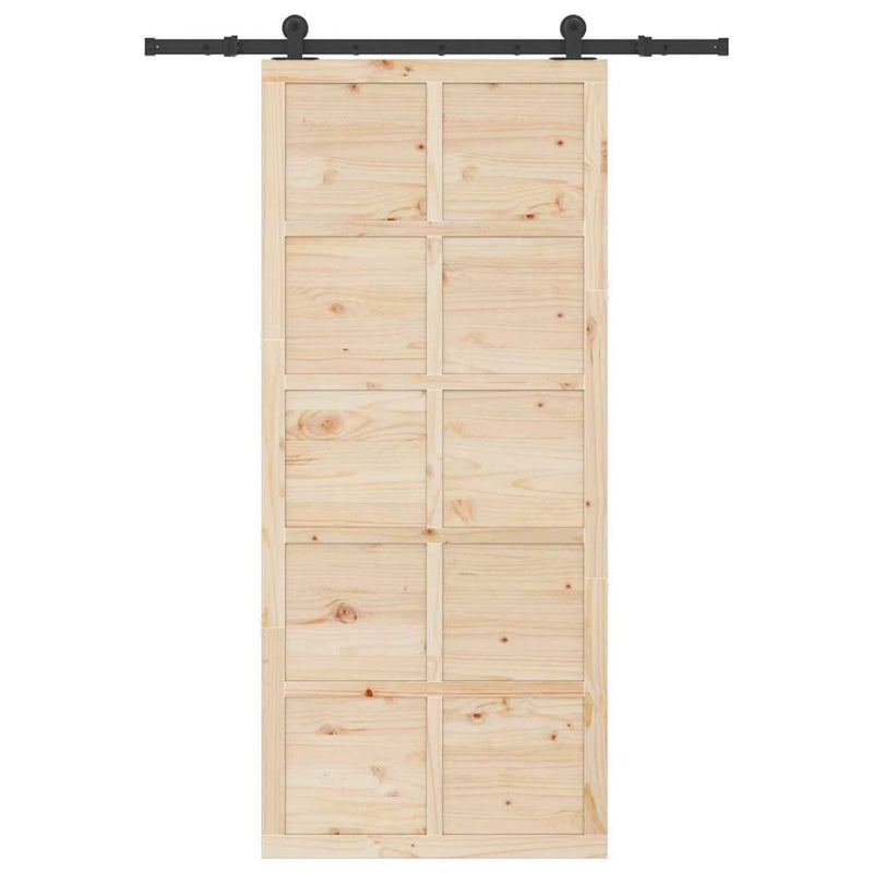 vidaXL Csúszó ajtó Barna 80 x 208 cm Tömör fenyőfa