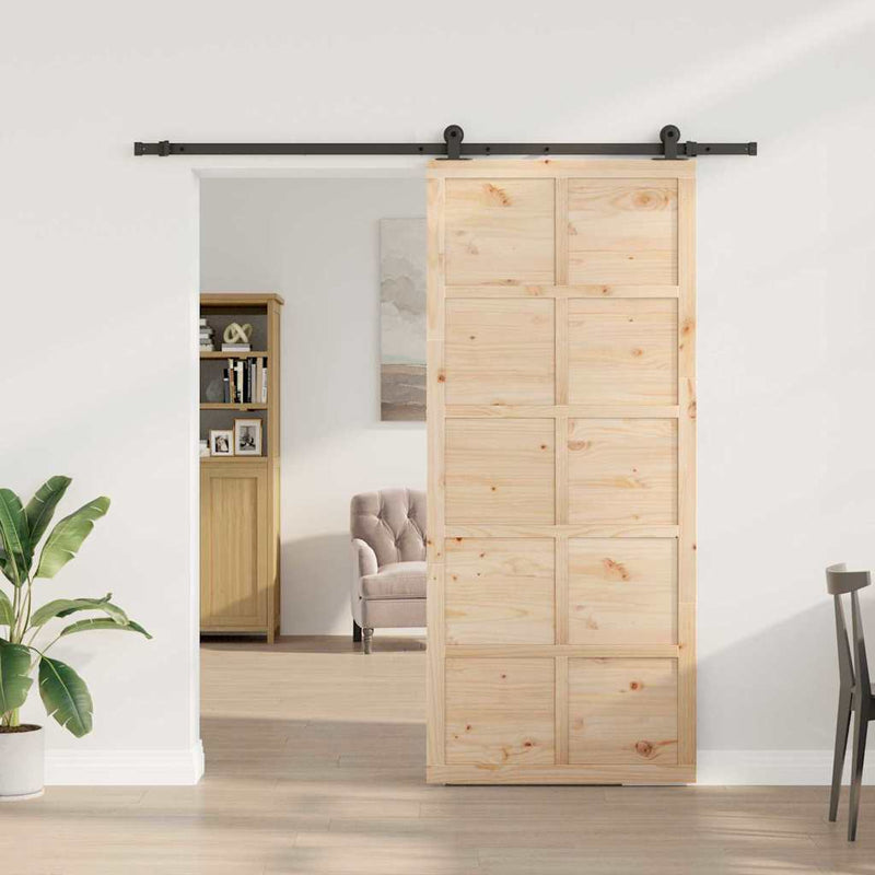 vidaXL Csúszó ajtó Barna 90 x 208 cm Tömör fenyőfa
