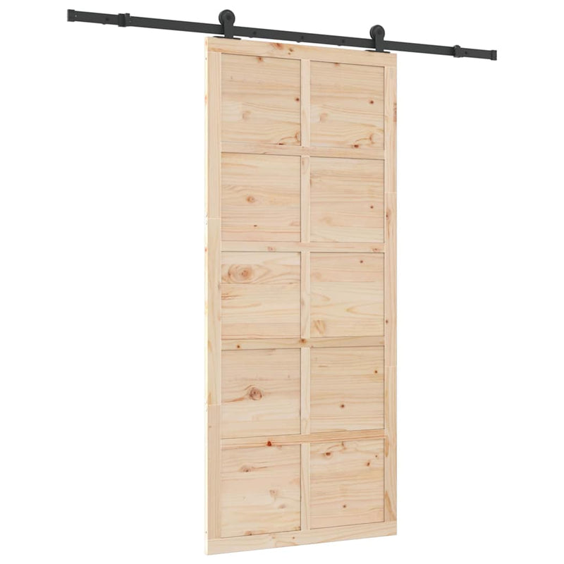 vidaXL Csúszó ajtó Barna 90 x 208 cm Tömör fenyőfa