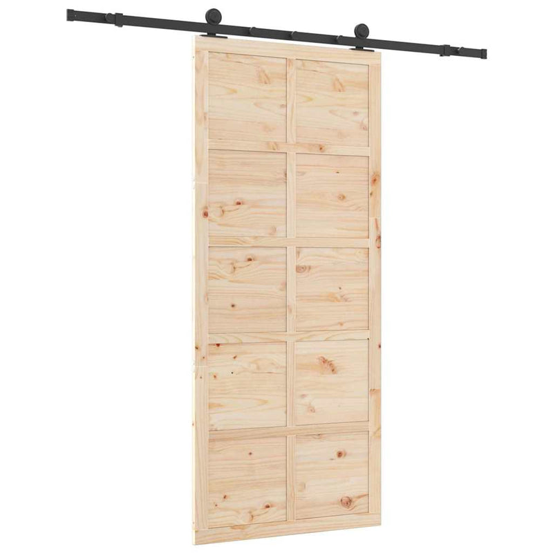 vidaXL Csúszó ajtó Barna 90 x 208 cm Tömör fenyőfa