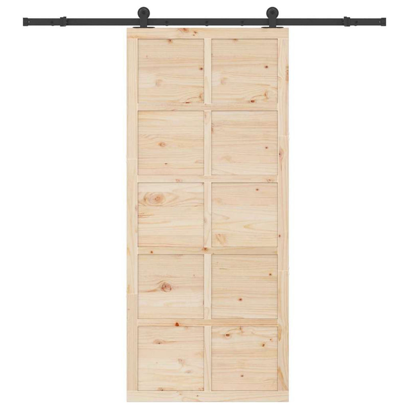 vidaXL Csúszó ajtó Barna 90 x 208 cm Tömör fenyőfa