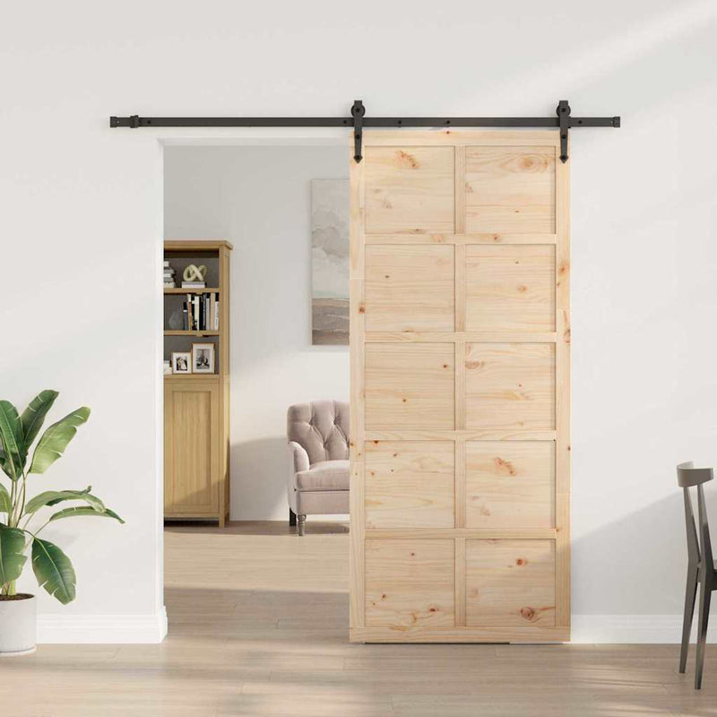vidaXL Csúszó ajtó Barna 100 x 208 cm Tömör fenyőfa