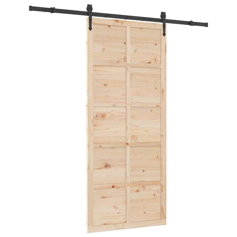 vidaXL Csúszó ajtó Barna 100 x 208 cm Tömör fenyőfa