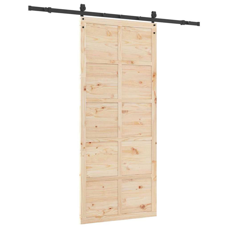 vidaXL Csúszó ajtó Barna 100 x 208 cm Tömör fenyőfa