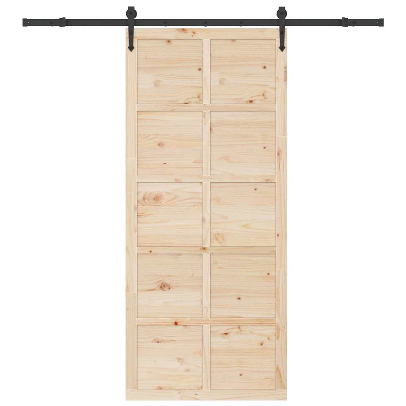 vidaXL Csúszó ajtó Barna 100 x 208 cm Tömör fenyőfa