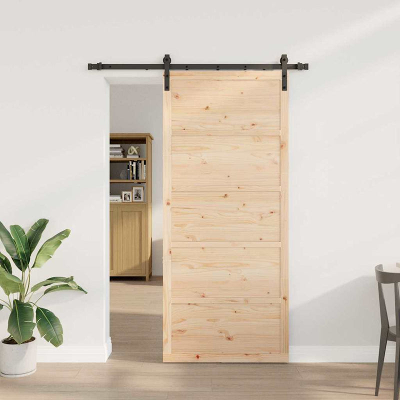 vidaXL Csúszó ajtó Barna 80 x 208 cm Tömör fenyőfa