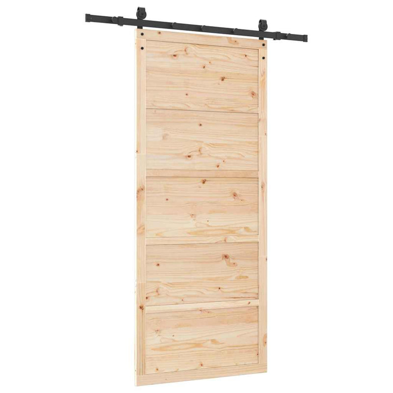 vidaXL Csúszó ajtó Barna 80 x 208 cm Tömör fenyőfa
