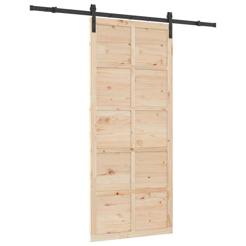 vidaXL Csúszó ajtó Barna 100 x 208 cm Tömör fenyőfa