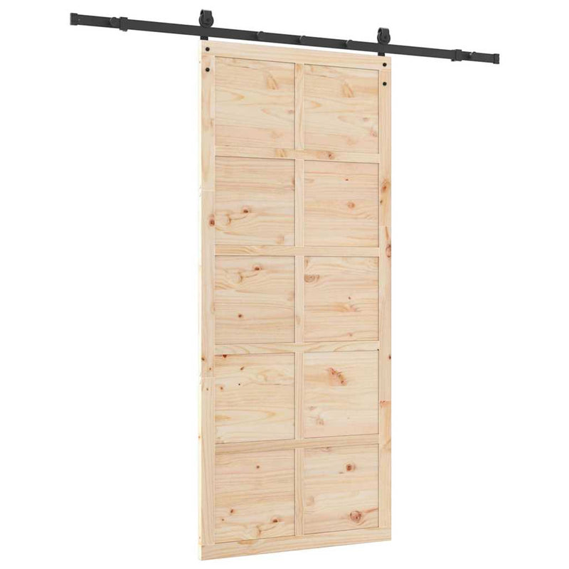 vidaXL Csúszó ajtó Barna 100 x 208 cm Tömör fenyőfa