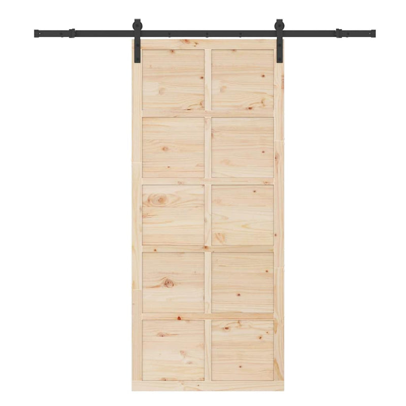 vidaXL Csúszó ajtó Barna 100 x 208 cm Tömör fenyőfa