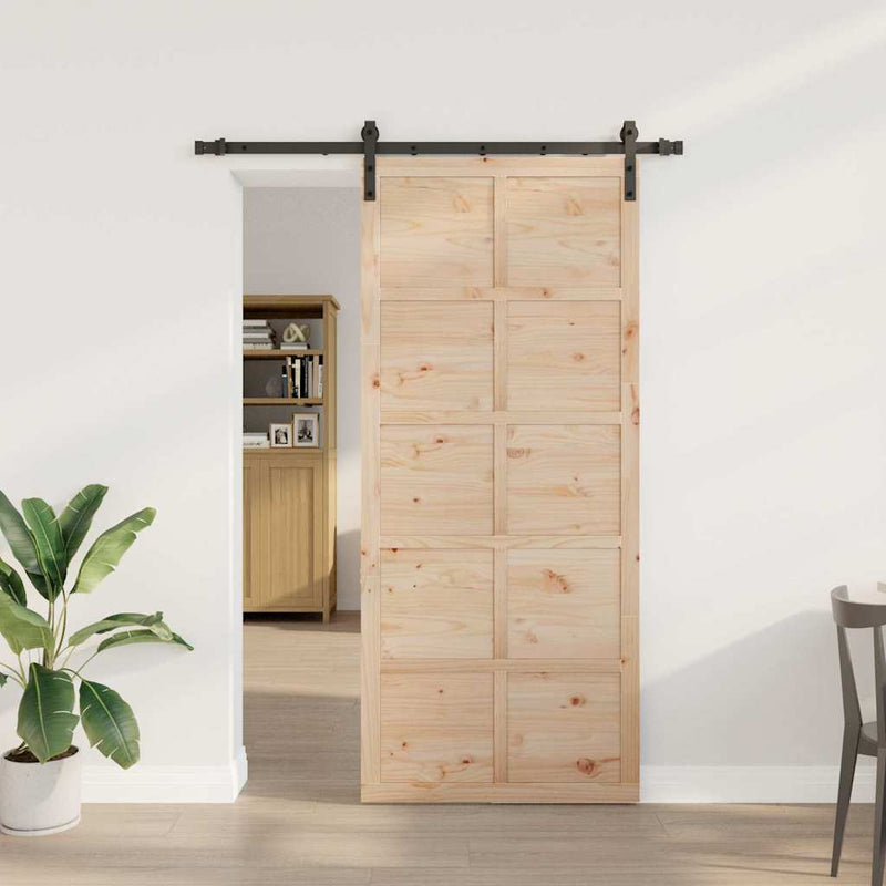 vidaXL Csúszó ajtó Barna 80 x 208 cm Tömör fenyőfa