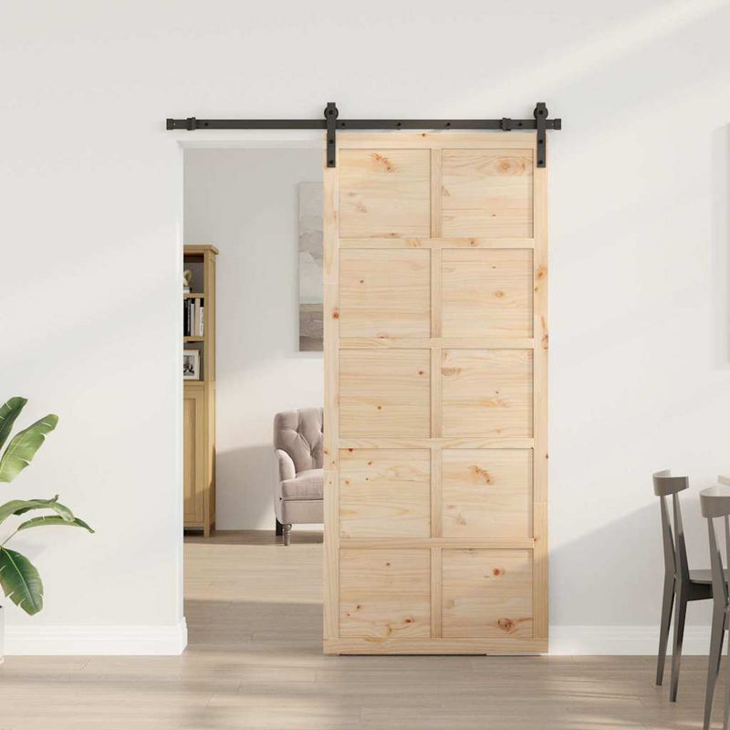 vidaXL Csúszó ajtó Barna 80 x 208 cm Tömör fenyőfa