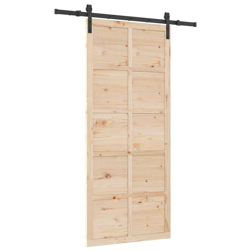 vidaXL Csúszó ajtó Barna 80 x 208 cm Tömör fenyőfa