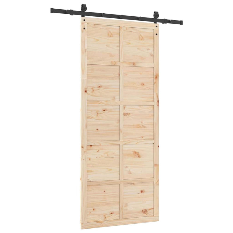 vidaXL Csúszó ajtó Barna 80 x 208 cm Tömör fenyőfa