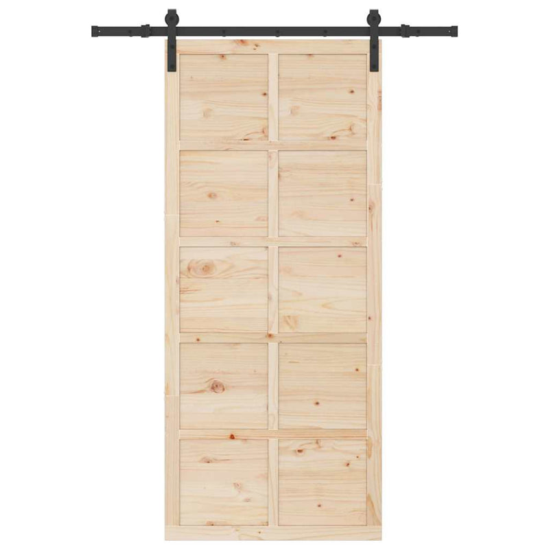 vidaXL Csúszó ajtó Barna 80 x 208 cm Tömör fenyőfa