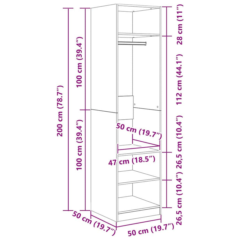 vidaXL Ruhásszekrény polcokkal tárolóval Régi fa Faanyag
