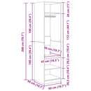 vidaXL Ruhásszekrény polcokkal Öreg fa 50 x 50 x 200 cm Faanyag