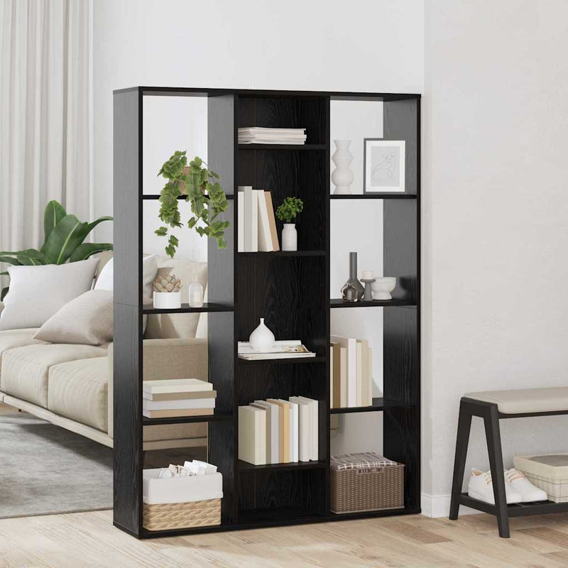 vidaXL Szobaelválasztó polcokkal Musta tammi 100 x 24 x 140 cm Faanyag