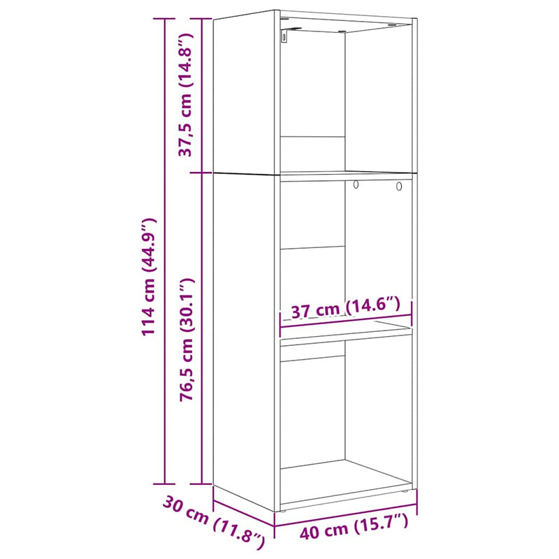 vidaXL Könyvszekrény Musta tammi 40 x 30 x 114 cm Faanyag