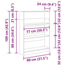 vidaXL Könyvespolc Fekete tölgy 80 x 24 x 109 cm Faanyag