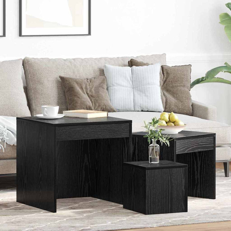 vidaXL Dohányzóasztalok 3 pcs Musta tammi 45 x 45 x 45 cm Faanyag