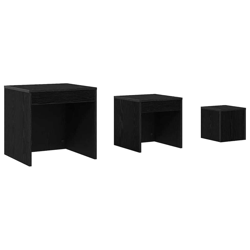 vidaXL Dohányzóasztalok 3 pcs Musta tammi 45 x 45 x 45 cm Faanyag