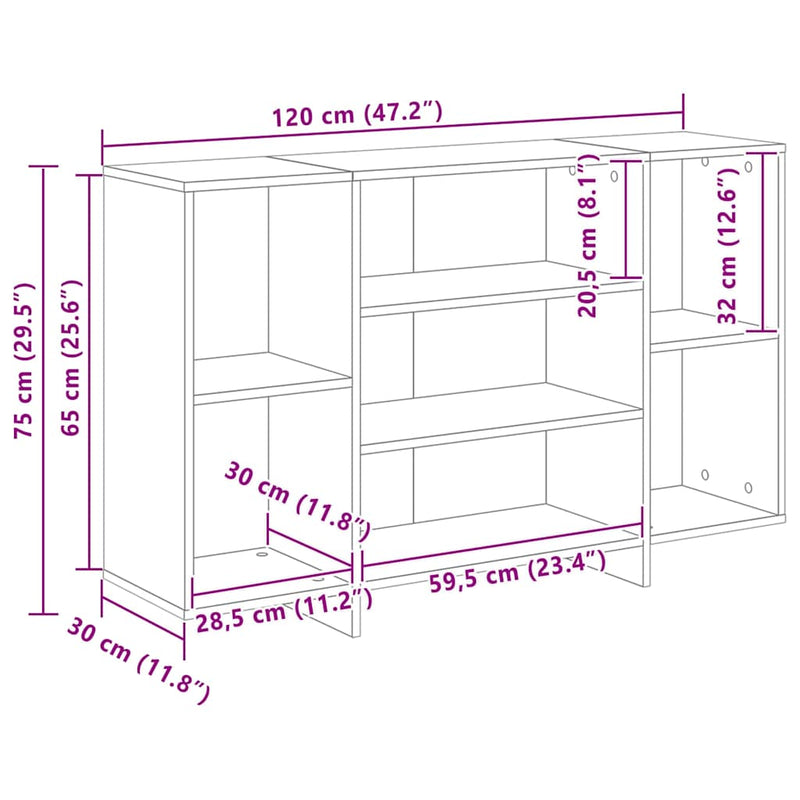 vidaXL Széf Musta tammi 120 x 30 x 75 cm Faanyag