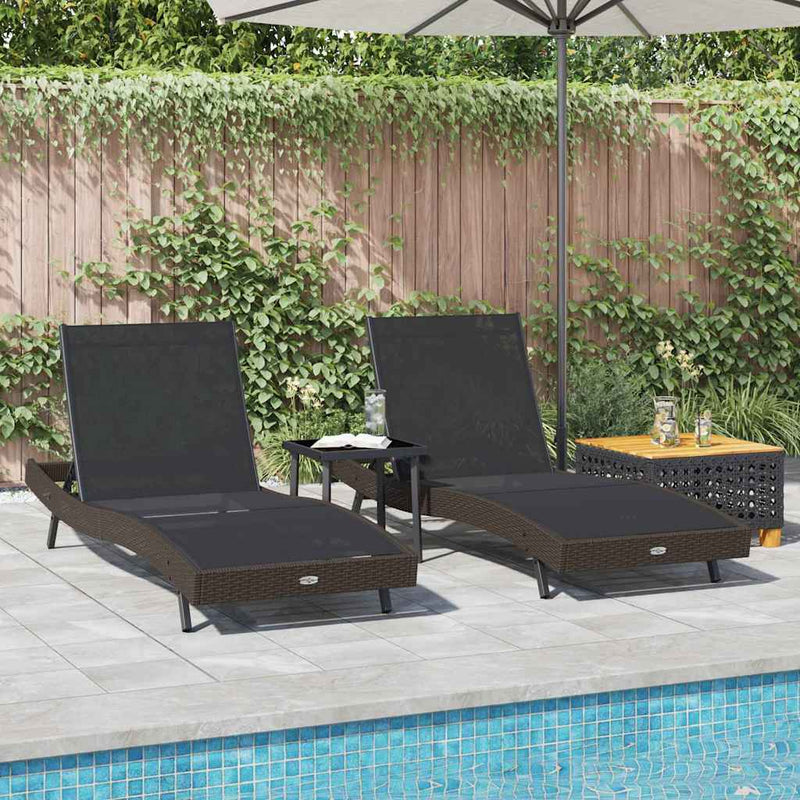 vidaXL Napágyak 3 pcs Barna 40 x 40 x 40.5 cm polirattan