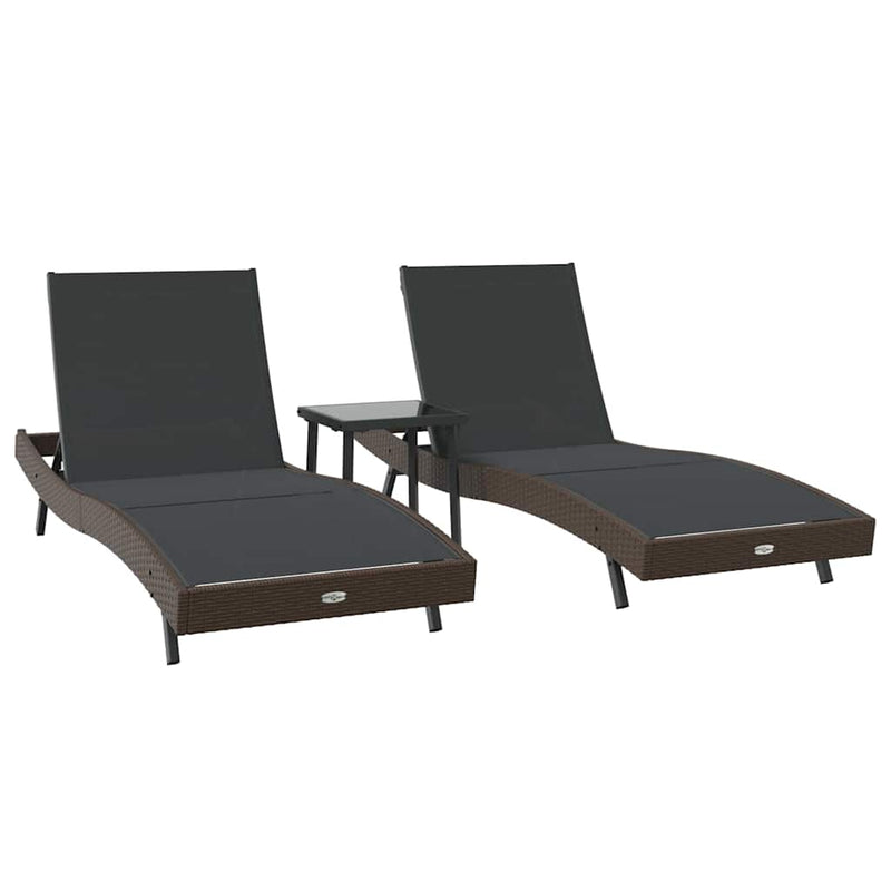 vidaXL Napágyak 3 pcs Barna 40 x 40 x 40.5 cm polirattan
