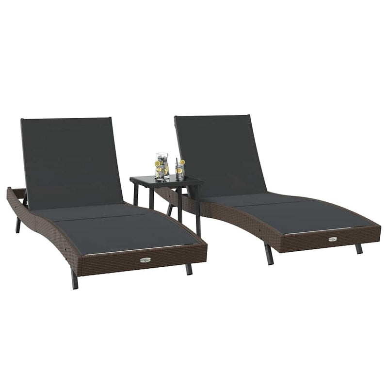 vidaXL Napágyak 3 pcs Barna 40 x 40 x 40.5 cm polirattan