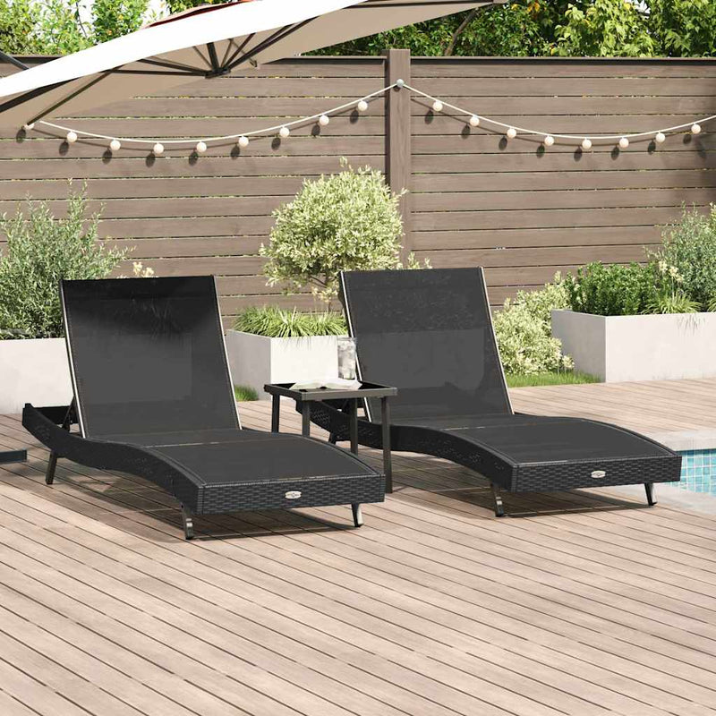 vidaXL Napágyak 3 pcs Fekete 40 x 40 x 40.5 cm polirattan