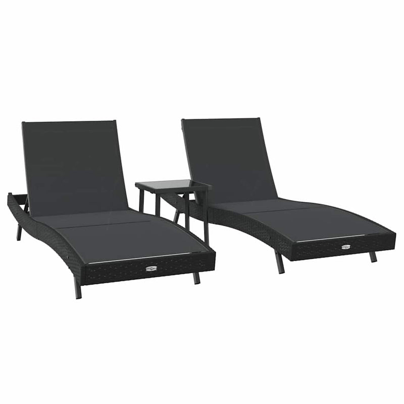 vidaXL Napágyak 3 pcs Fekete 40 x 40 x 40.5 cm polirattan