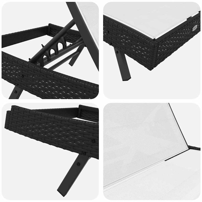 vidaXL Napágyak 3 pcs Fekete és Fehér 40 x 40 x 40.5 cm polirattan