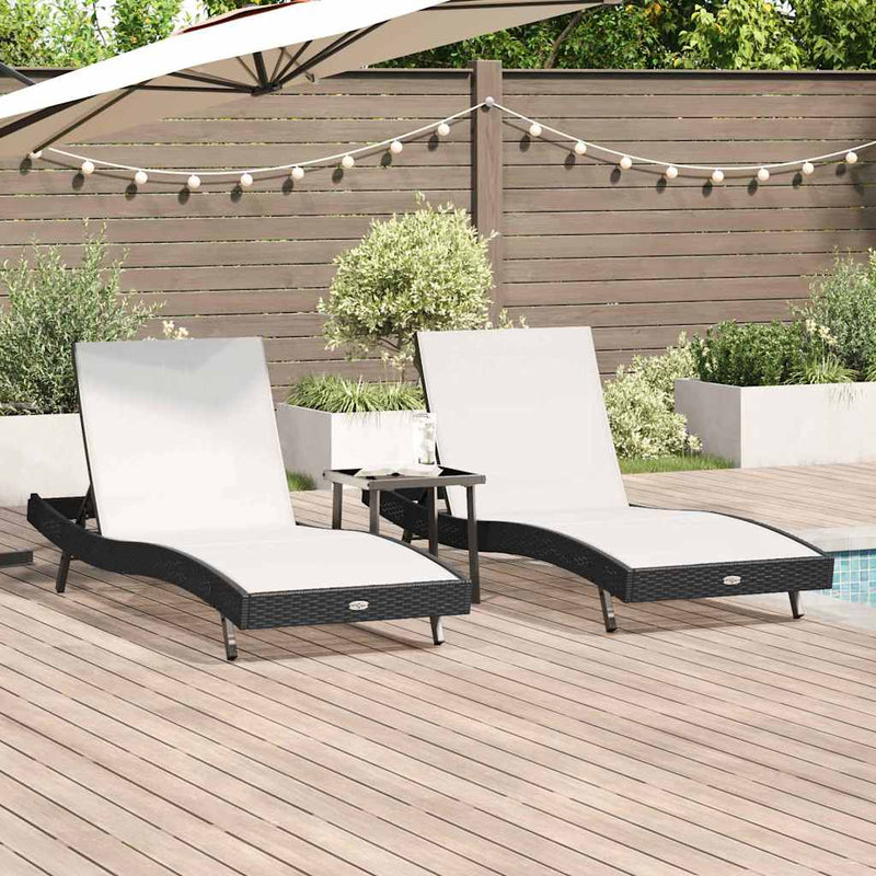 vidaXL Napágyak 3 pcs Fekete és Fehér 40 x 40 x 40.5 cm polirattan