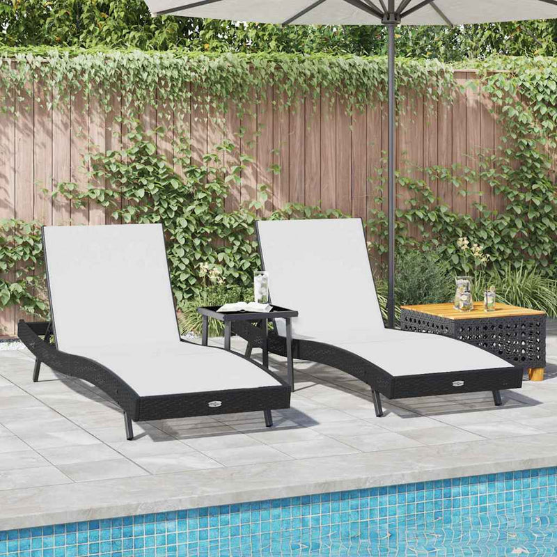 vidaXL Napágyak 3 pcs Fekete és Fehér 40 x 40 x 40.5 cm polirattan