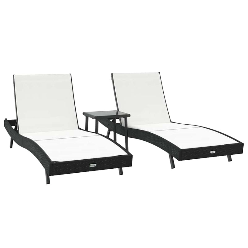 vidaXL Napágyak 3 pcs Fekete és Fehér 40 x 40 x 40.5 cm polirattan
