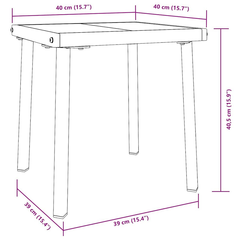 vidaXL Napágyak 3 pcs Fekete és Fehér 40 x 40 x 40.5 cm polirattan