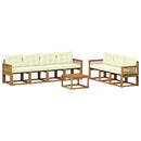 vidaXL Kültéri kanapé szett párnával 8 pcs Természetes és krémszínű