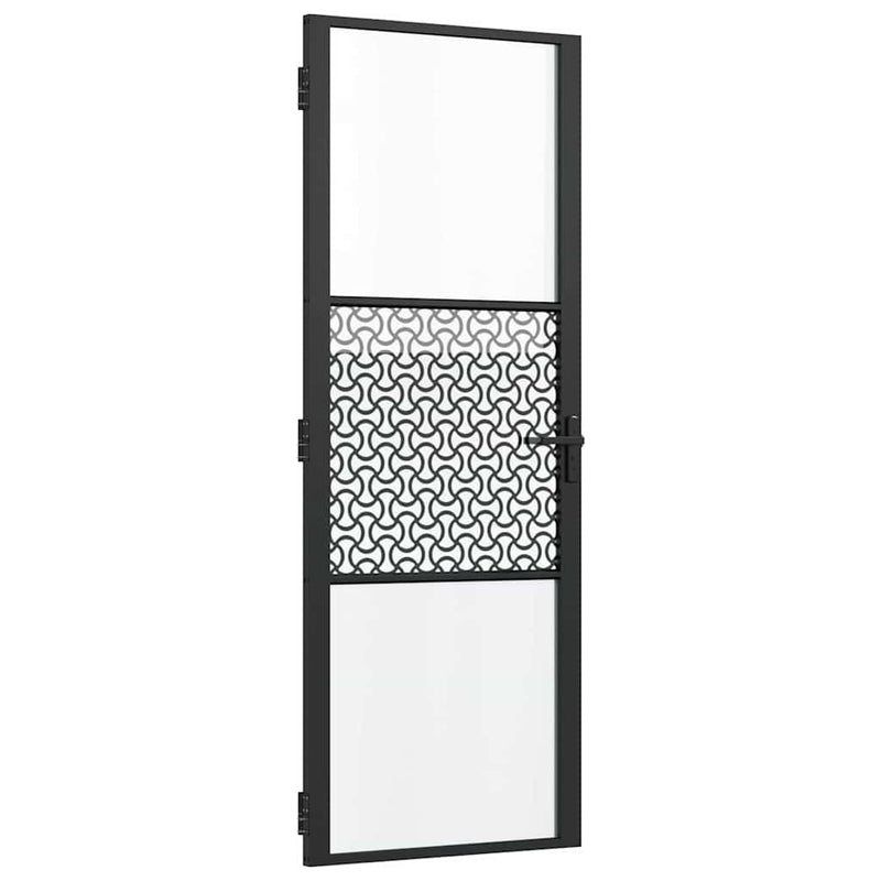 vidaXL Belső Ajtó Fekete 76 x 201.5 cm Edzett üveg és Alumínium