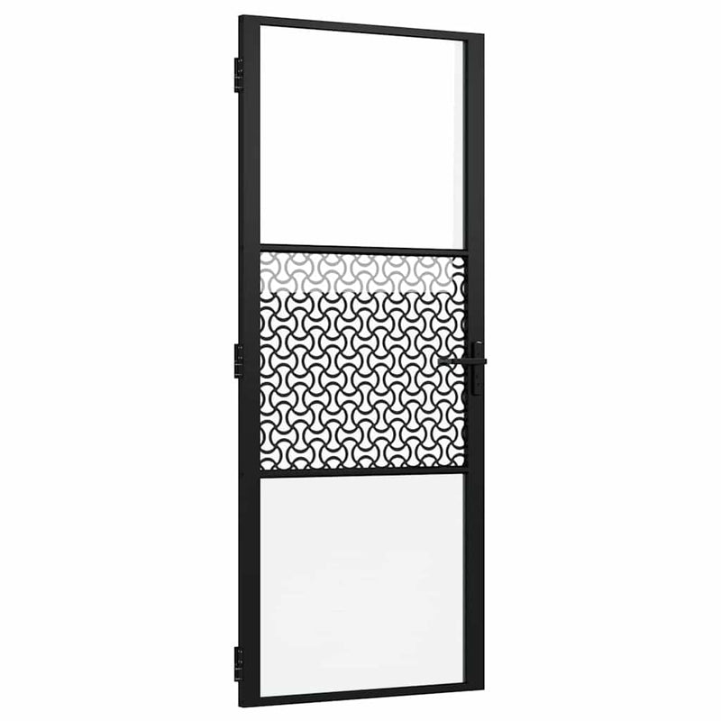 vidaXL Belső Ajtó Fekete 83 x 201.5 cm Edzett üveg és Alumínium