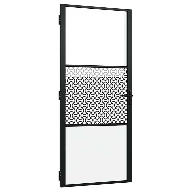 vidaXL Belső Ajtó Fekete 93 x 201.5 cm Edzett üveg és Alumínium