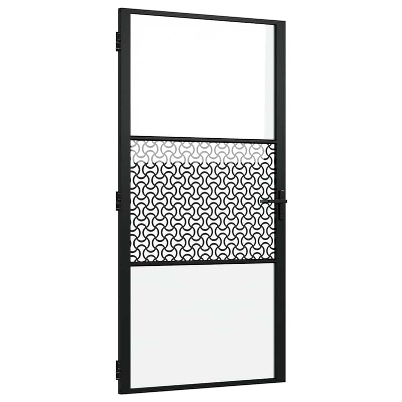 vidaXL Belső Ajtó Fekete 102.5 x 201.5 cm Edzett üveg és Alumínium