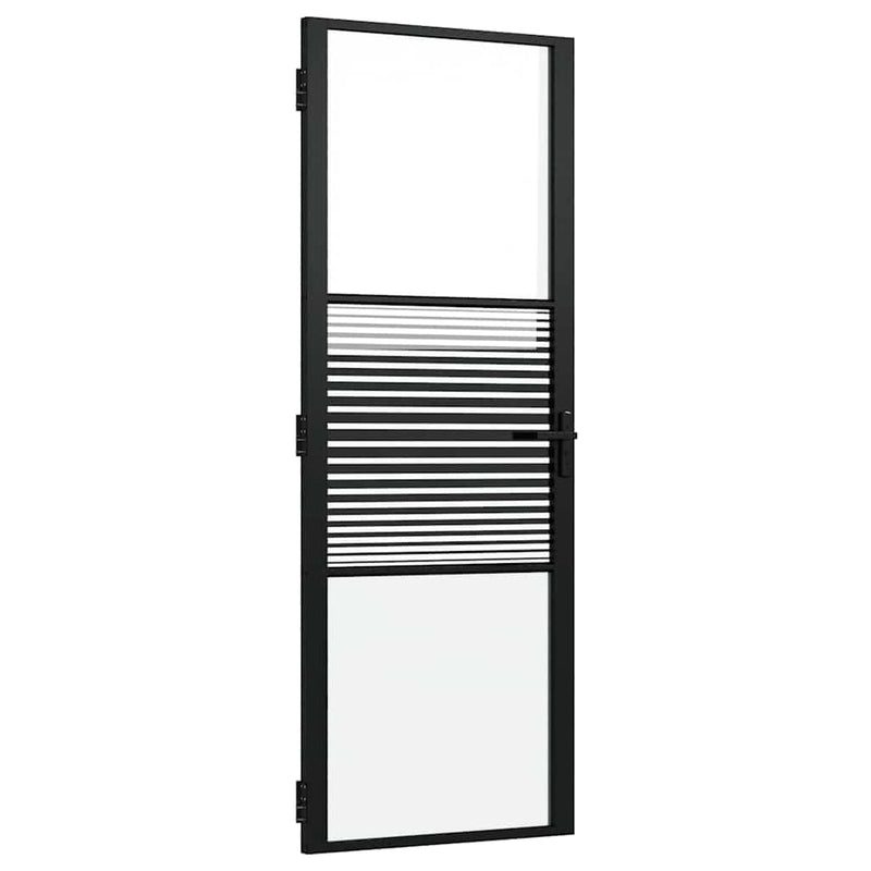 vidaXL Belső Ajtó Fekete 76 x 201.5 cm Edzett üveg és Alumínium